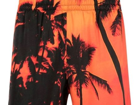 Palm-Tree Print Swim Shorts For Cheap