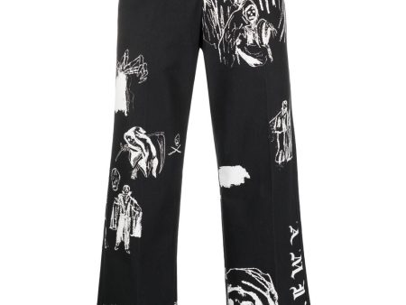 Graphic-Print Straight-Leg Trousers Supply