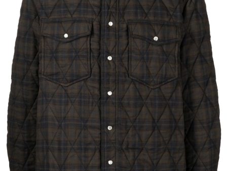 Check-Print Two-Pocket Shirt Jacket For Sale