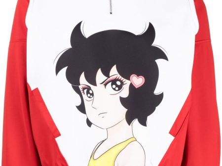 Anime-Print Half-Zip Jumper For Cheap