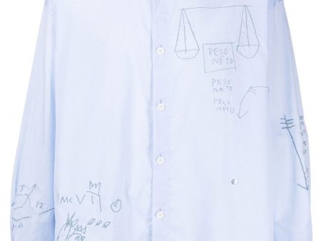 Doodle-Print Button-Up Shirt Hot on Sale