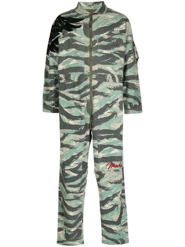 Camouflage-Print Zip-Up Jumpsuit Online