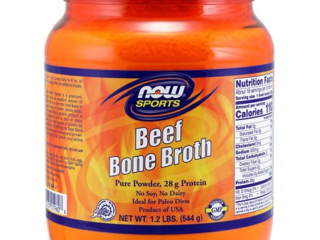 Beef Bone Broth Powder, 1.2 lb, NOW Foods Online Sale