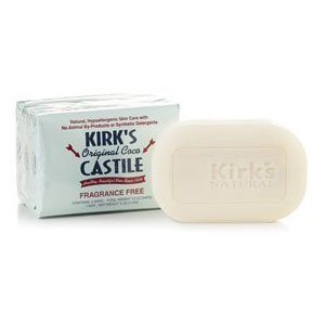 Original Coco Castile Bar Soap, Fragrance Free, Value Pack, 4 oz x 3 Bars, Kirk s Natural Online now