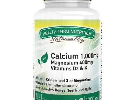 Calcium 1000 mg Magnesium 400 mg with Vitamin D3 & K, 90 Softgels, Health Thru Nutrition Online