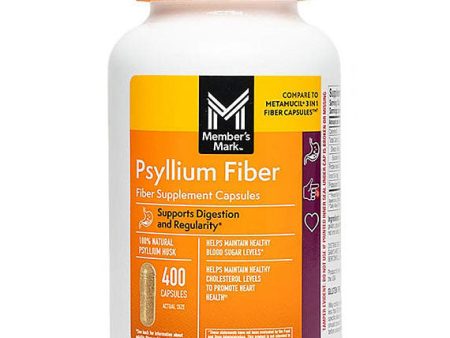 Member s Mark 100% Natural Psyllium Husk Fiber Capsules, 400 Capsules Sale