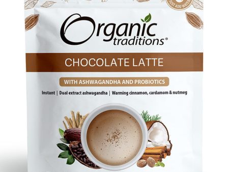 Organic Chocolate Latte with Ashwagandha and Probiotics, 5.3 oz (150 g), Organic Traditions For Sale