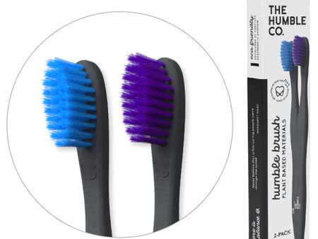 Humble Brush Plant Based Toothbrush - Sensitive - Purple & Blue, 2 Pack, The Humble Co. For Cheap