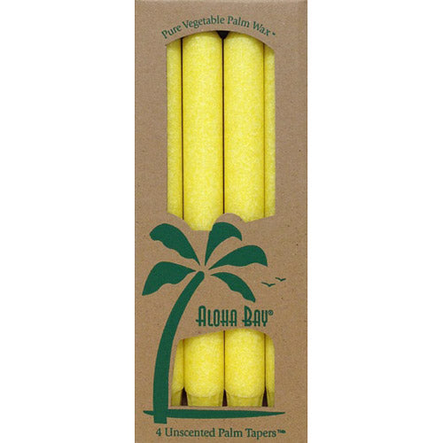 Palm Tapers 9 Inch, Unscented, Yellow, 4 Candles, Aloha Bay Discount