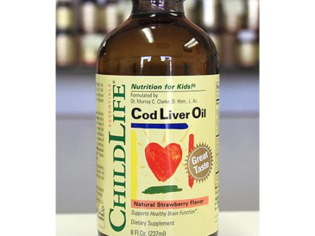 ChildLife Cod Liver Oil Liquid For Children, Natural Strawberry, 8 oz Hot on Sale