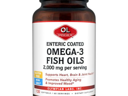 Enteric Coated Omega 3 Fish Oils 1000mg, 120 Softgels, Olympian Labs Online Sale