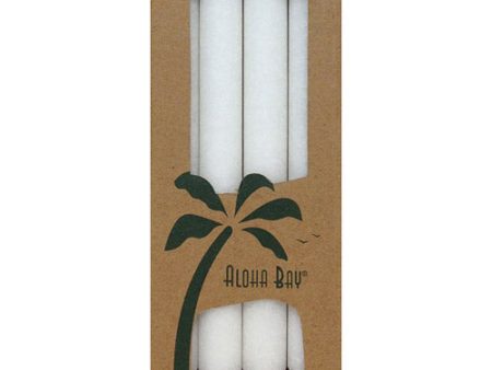 Palm Tapers 9 Inch, Unscented, White, 4 Candles, Aloha Bay Discount