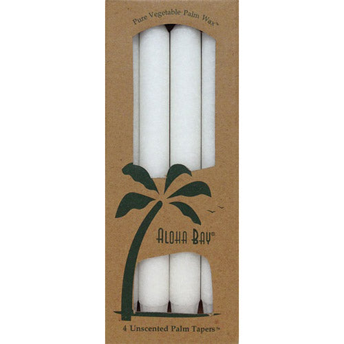 Palm Tapers 9 Inch, Unscented, White, 4 Candles, Aloha Bay Discount