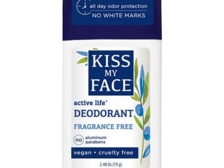 Active Life Stick Deodorant, Fragrance Free, 2.48 oz, Kiss My Face on Sale