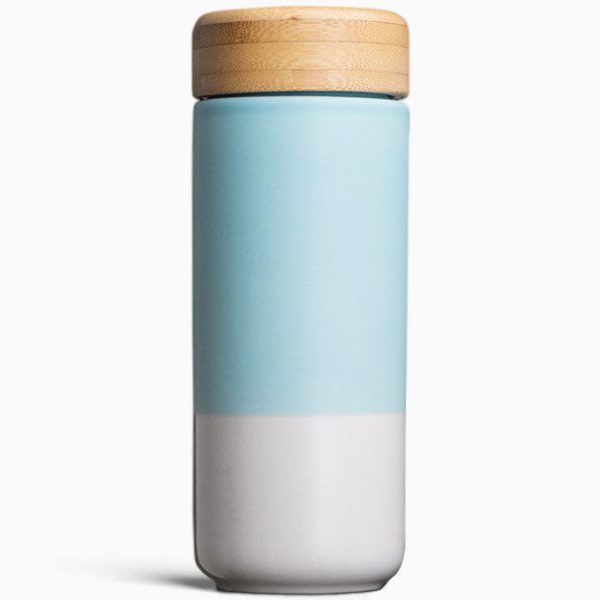 Insulated Ceramic Mug with Bamboo Lid, Mint, 12 oz, Soma Online Sale