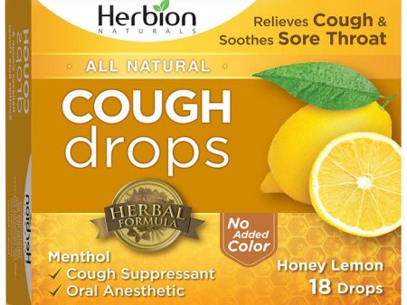 All Natural Cough Drops - Honey Lemon, 18 Drops, Herbion Sale