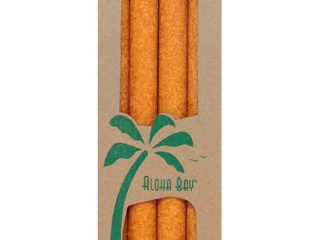 Palm Tapers 9 Inch, Unscented, Orange, 4 Candles, Aloha Bay Hot on Sale