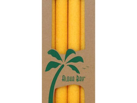 Palm Tapers 9 Inch, Unscented, Gold, 4 Candles, Aloha Bay For Sale