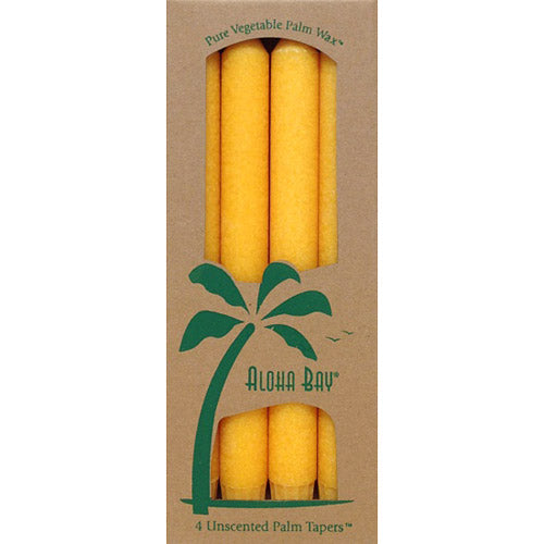 Palm Tapers 9 Inch, Unscented, Gold, 4 Candles, Aloha Bay For Sale