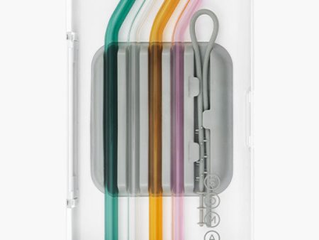 Glass Straw Set with Case & Cleaning Tool, Multicolor, 4 pc, Soma For Cheap