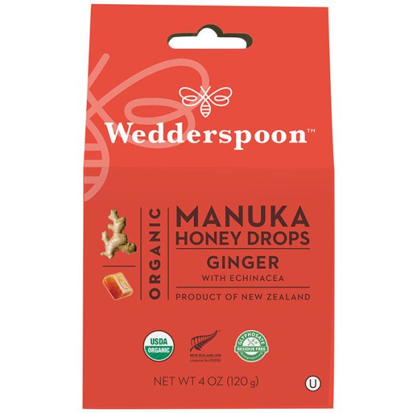 Organic Manuka Honey Drops - Ginger, 4 oz (120 g), Wedderspoon Hot on Sale