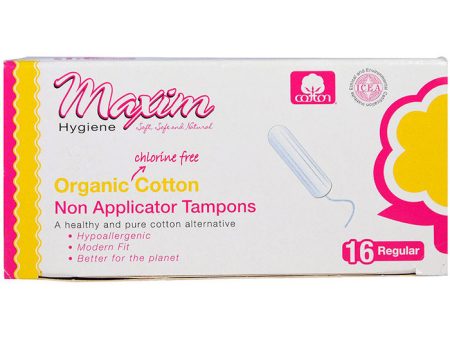 Organic Cotton Non Applicator Tampons, Regular, 16 ct, Maxim Hygiene Products Online now