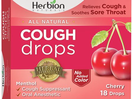 All Natural Cough Drops - Cherry, 18 Lozenges, Herbion Discount