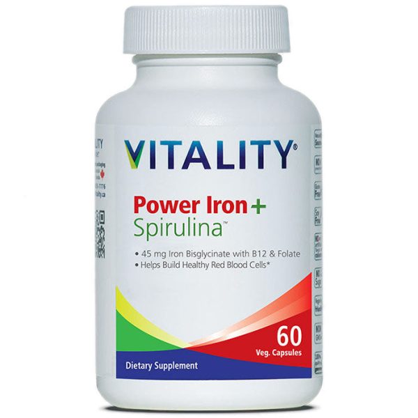 Power Iron + Spirulina, 60 Vegetable Capsules, Vitality Online