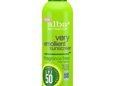 Very Emollient Clear Spray Sunscreen SPF 50 - Fragrance Free, 6 oz, Alba Botanica Online Hot Sale