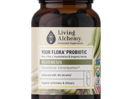 Your Flora Probiotic Regenesis: Slow Transit & Post Antibiotics, 60 Vegan Capsules, Living Alchemy on Sale