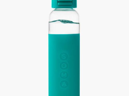 Glass Water Bottle with Sport Cap, Aqua, 17 oz, Soma For Discount