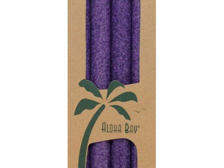 Palm Tapers 9 Inch, Unscented, Violet, 4 Candles, Aloha Bay Hot on Sale