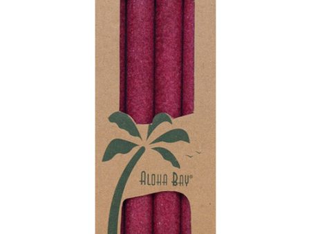 Palm Tapers 9 Inch, Unscented, Burgundy, 4 Candles, Aloha Bay For Cheap