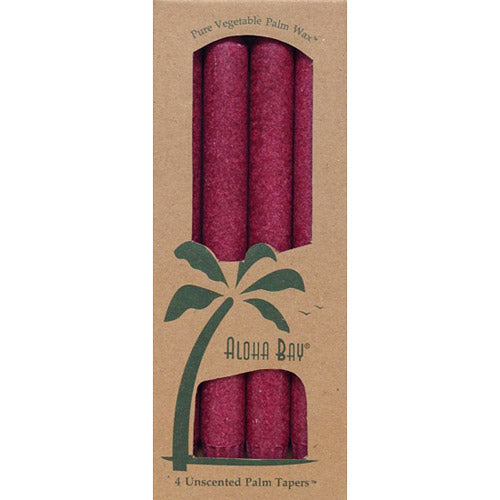 Palm Tapers 9 Inch, Unscented, Burgundy, 4 Candles, Aloha Bay For Cheap