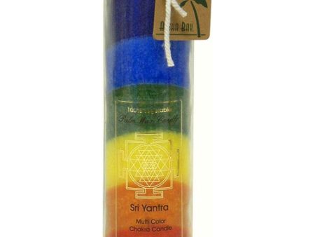 100% Vegetable Palm Wax Chakra Jar Candle, Unscented, Sri Yantra (Rainbow), 16 oz, Aloha Bay For Sale