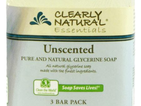 Pure and Natural Glycerine Bar Soap, Unscented, 3 Bar Pack (12 oz), Clearly Natural Online now