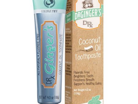 Coconut Oil Toothpaste, Fluoride Free, 4 oz, Dr. Ginger s Sale