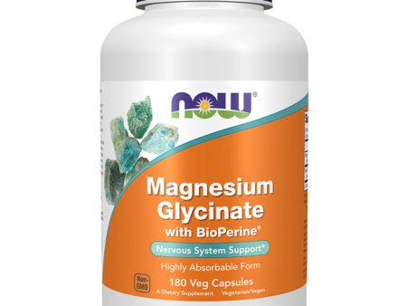 Magnesium Glycinate with BioPerine, 180 Veg Capsules, NOW Foods Sale