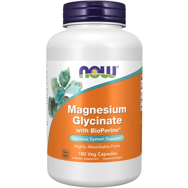 Magnesium Glycinate with BioPerine, 180 Veg Capsules, NOW Foods Sale