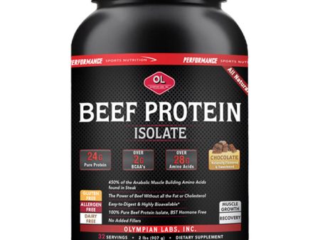 Beef Protein Isolate - Chocolate, All Natural, 2 lb (32 Servings), Olympian Labs Online Sale