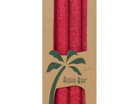 Palm Tapers 9 Inch, Unscented, Red, 4 Candles, Aloha Bay Hot on Sale