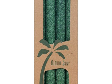 Palm Tapers 9 Inch, Unscented, Green, 4 Candles, Aloha Bay Discount