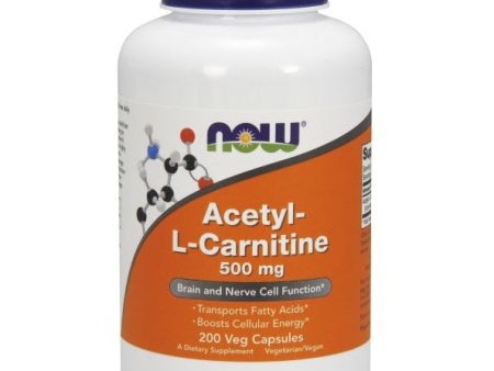 Acetyl-L Carnitine 500 mg, 200 Capsules, NOW Foods Online now