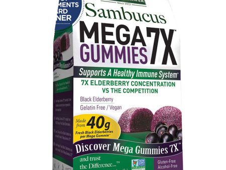 Sambucus Mega Gummies 7X, Chewable Black Elderberry, 30 Gummies, Nature s Answer Hot on Sale