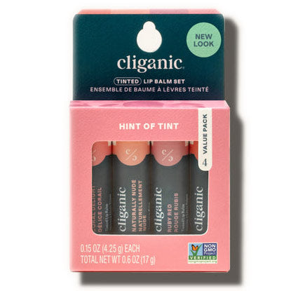 Tinted Lip Balm Set, 4 Pack, Cliganic Online now