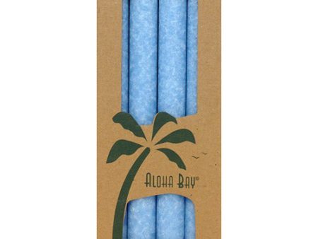 Palm Tapers 9 Inch, Unscented, Light Blue, 4 Candles, Aloha Bay Discount