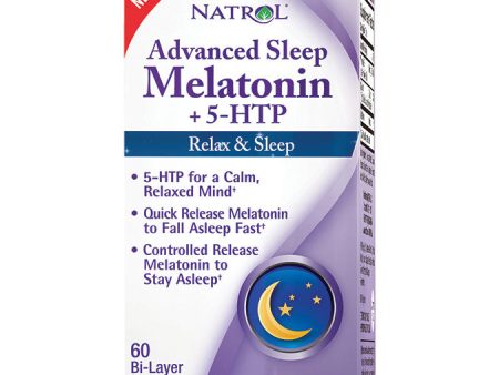 Advanced Sleep Melatonin Plus 5-HTP, 60 Bi-Layer Tablets, Natrol on Sale