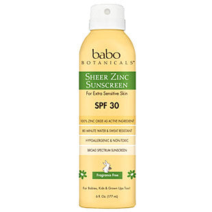 Sheer Zinc Continuous Spray Sunscreen SPF 30, 6 oz, Babo Botanicals Online now