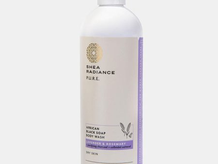 African Black Soap Body Wash - Lavender & Rosemary, 16 oz, Shea Radiance Fashion