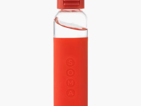 Glass Water Bottle with Sport Cap, Coral, 17 oz, Soma Sale